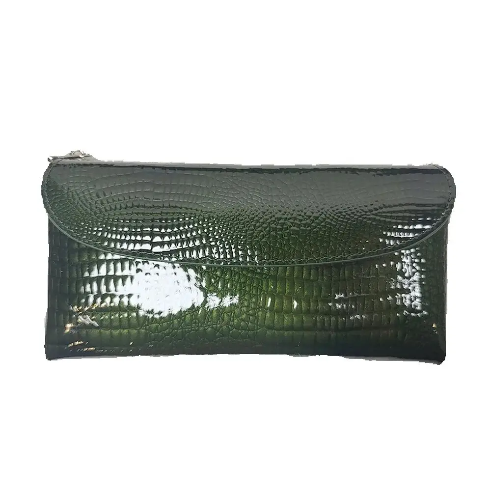 Lange Geldbörse aus glänzendem Lackleder, Damenmode, kleines Krokodilmuster, Rindsleder, Clutch, Geldbörsen, Damen-Geldbörse, Geldbörsen