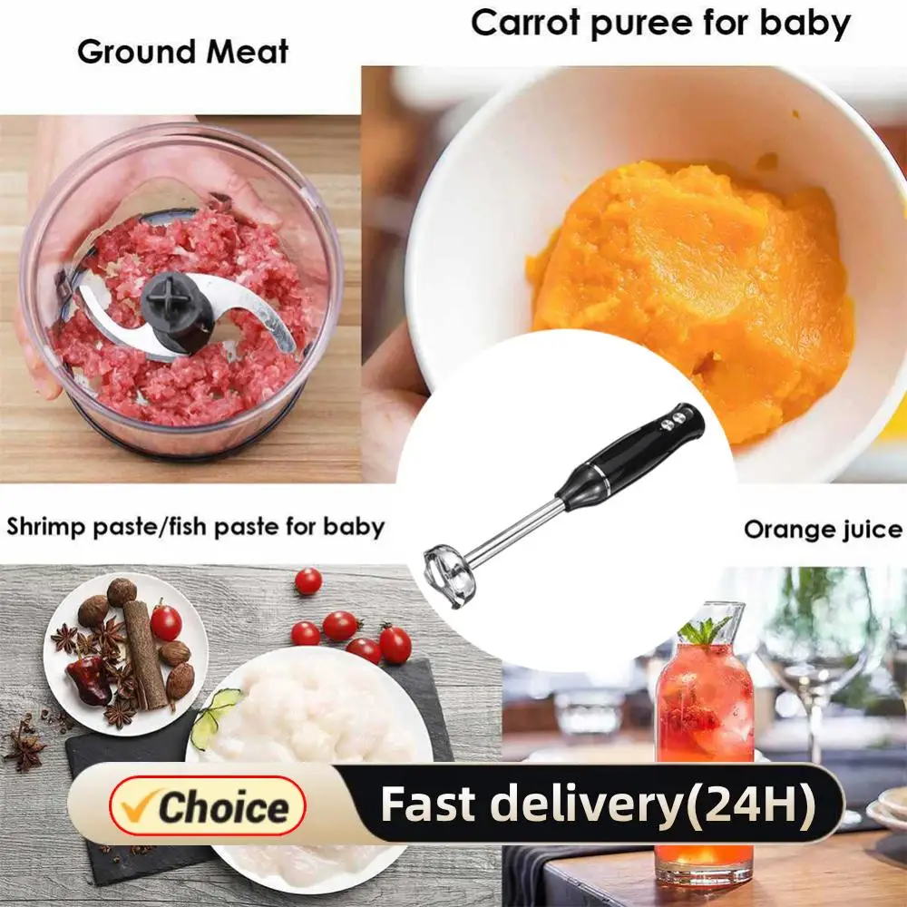 500W 4 in 1 Electric Stick Hand Blender 2 Mix Speed Stainless Steel Blade Egg Whisk Juicer Meat Grinder Handheld Stick Mixer Set