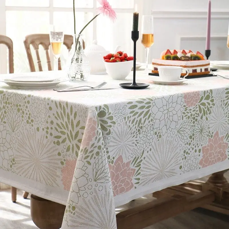 pure cotton tablecloth, light luxury and high-end sense, white dining cloth rectangle, coffee