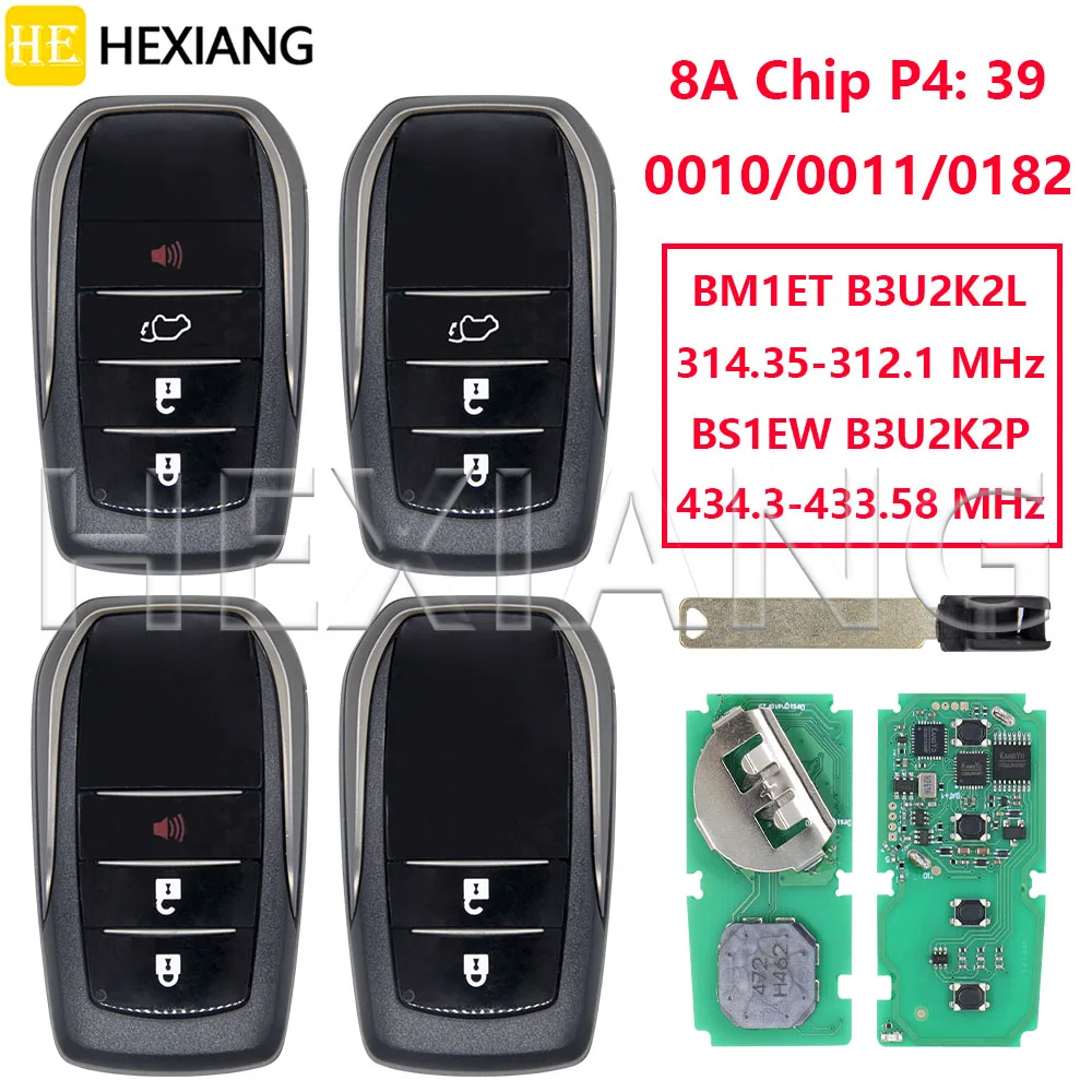 

HE BS1EW B3U2K2P 434/433MHz 0010/0011/0182 BM1ET B3U2K2L 314/312MHz Car Remote Key For Toyota Hilux SW Fortuner Innova 2015-2023