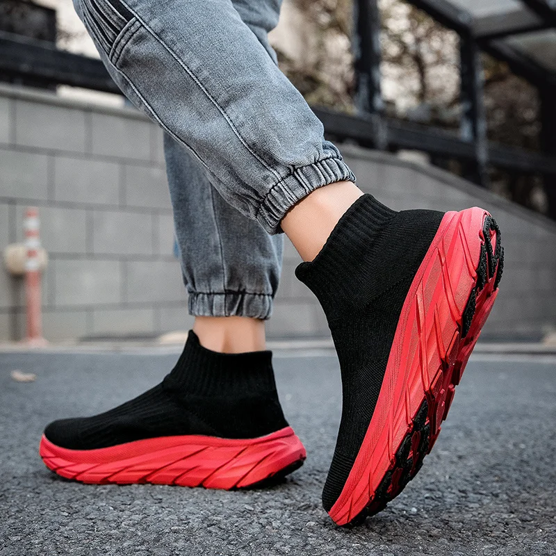 New Arrival High Top Men Sock Shoes Lightweight Casual Mens Sneakers Platform Couple Socks Sneakers Big Size 47. zapatos mujer