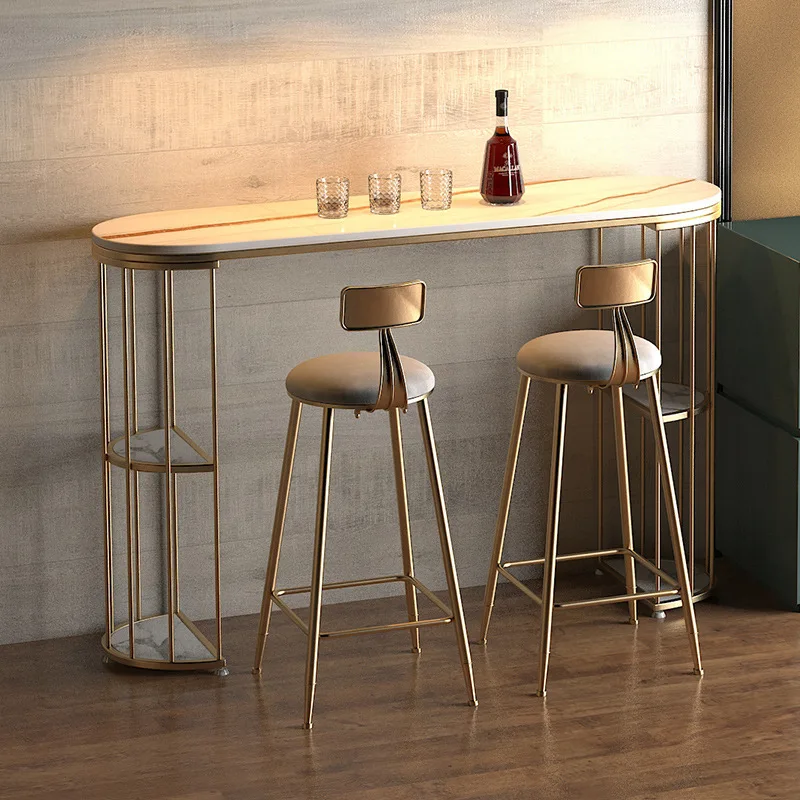 Nordic rock slab bar table household partition living room light luxury simple milk tea shop table and chair balcony