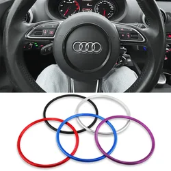 For Audi A3 A4 A5 Q5 2012-2015, A1 8X A6 C6 A7 Q3 2011-2018 Car Steering Wheel Logo Decorative Ring Badge Trim Circle Stickers
