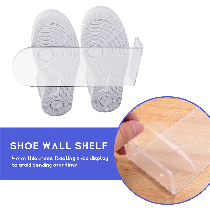 

A47F-Floating Shoe Display Stand - 6 Shoe Shelf For Wall - Sneaker Levitation Display Shoe Wall Shelf
