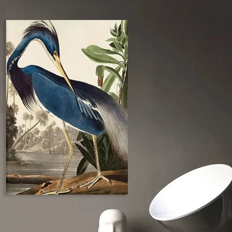 Blue Heron Poster and Prints Bird Art Canvas Painting Wall Art Picture for Living Room Home Decor No Frame