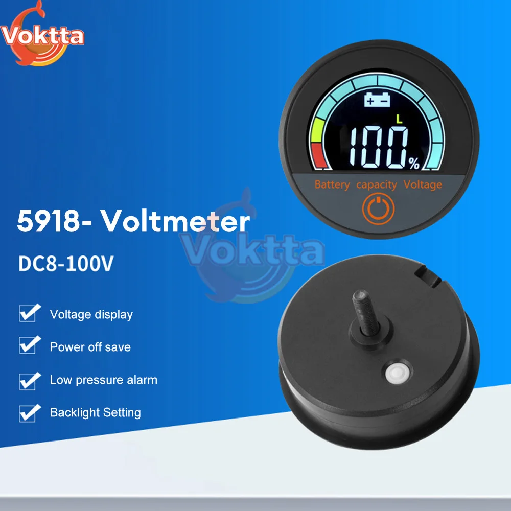 DC 8-100V LED Digital Voltmeter 12V 24V 36V 48V กันน้ําเครื่องทดสอบแรงดันไฟฟ้าแบตเตอรี่ตัวบ่งชี้ความจุสําหรับรถยนต์รถจักรยานยนต์เรือ