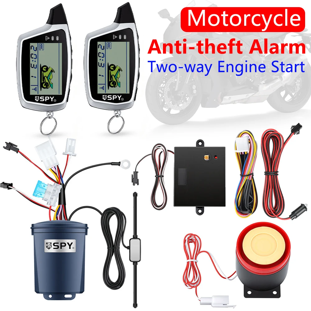 Extractme Universal Motorcycle Anti-theft Alarm Kit Two-way with Engine Start Remote Control Key Scooter Security Alarm System