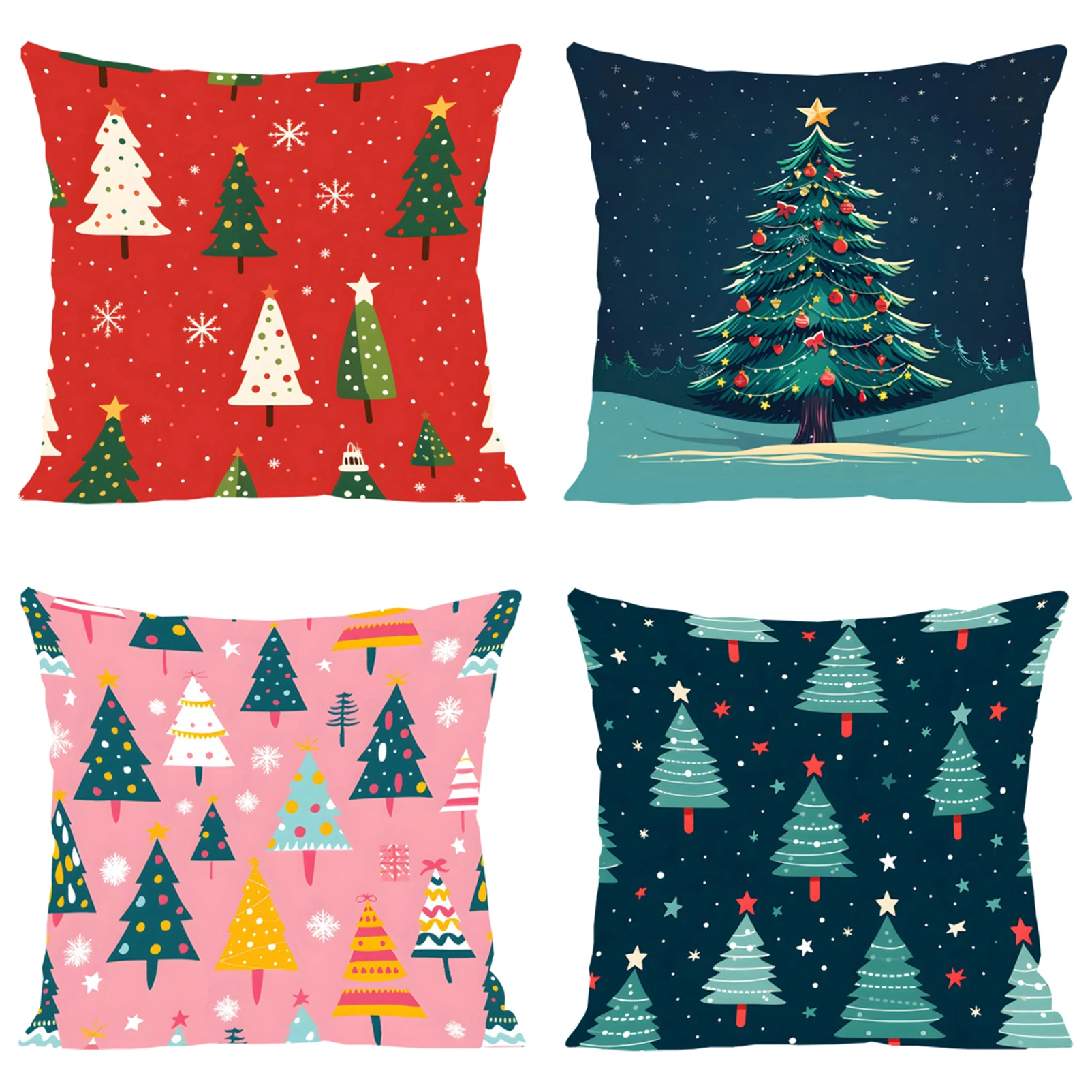 

Christmas Decoration Pillowcase Happy New Year Pillow Cover Sofa Cushion Cover Double sided Printed Pillowcase Christmas Tree