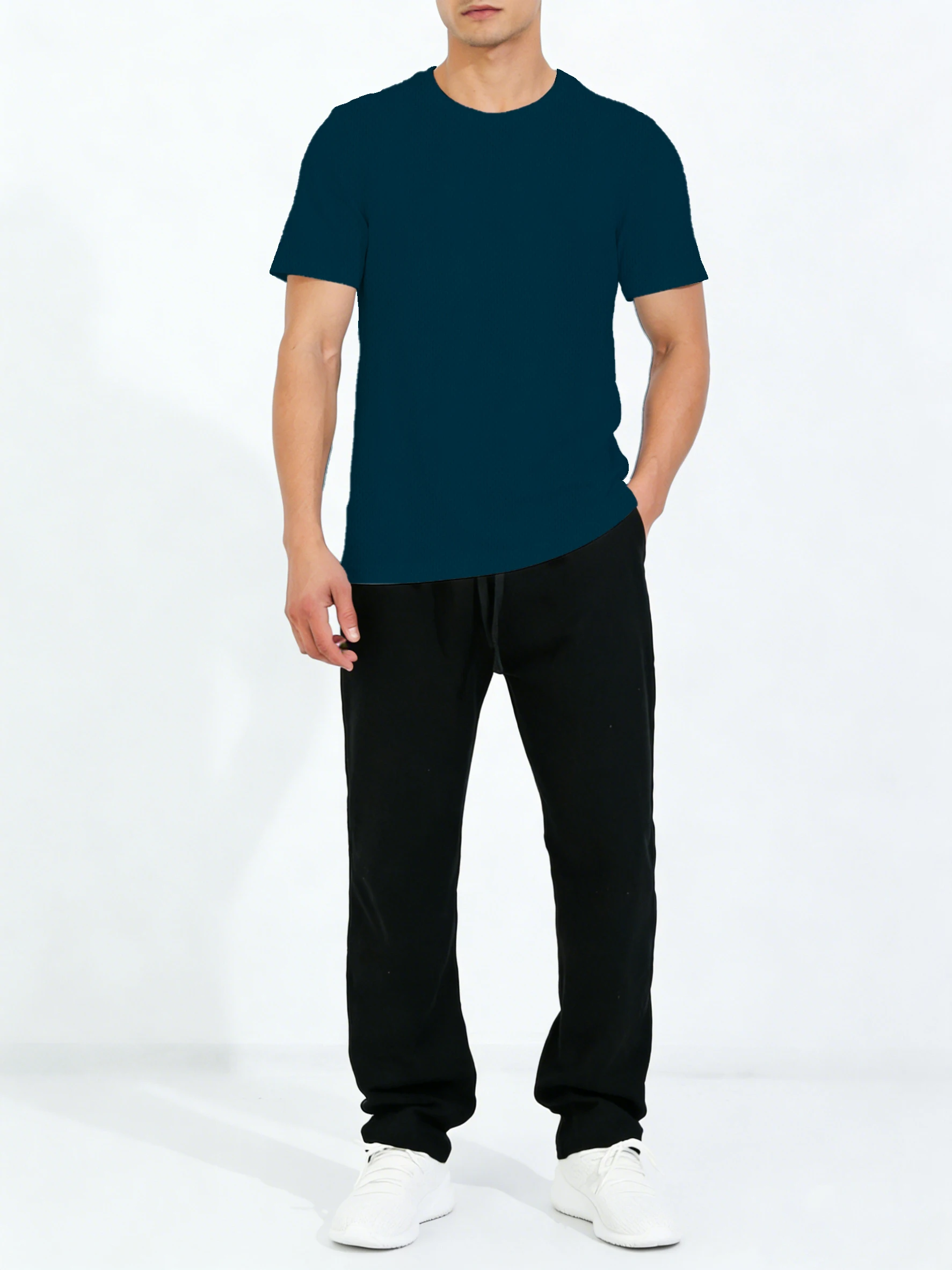 

Men's 2-Piece Casual Set – Short Sleeve Crew Neck T-Shirt & Drawstring Sweatpants Outfit for Daily & Lounge Wear
