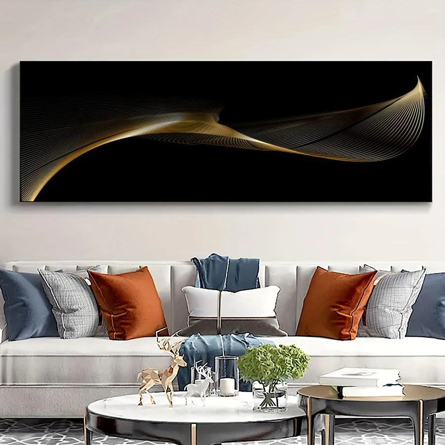 

Modern Abstract Gold Geometric Canvas Art Painting, Frameless Living Room Wall arts Decor, Room Decor