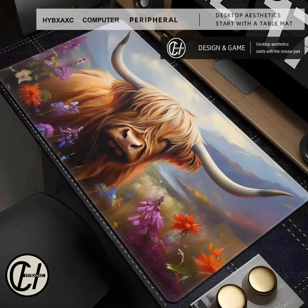 Highland Cattle Extended Mouse Pad Large Gaming Mouse Pad Computer Keyboard Mouse Mat Non-Slip HYBXAXC Game Players Office