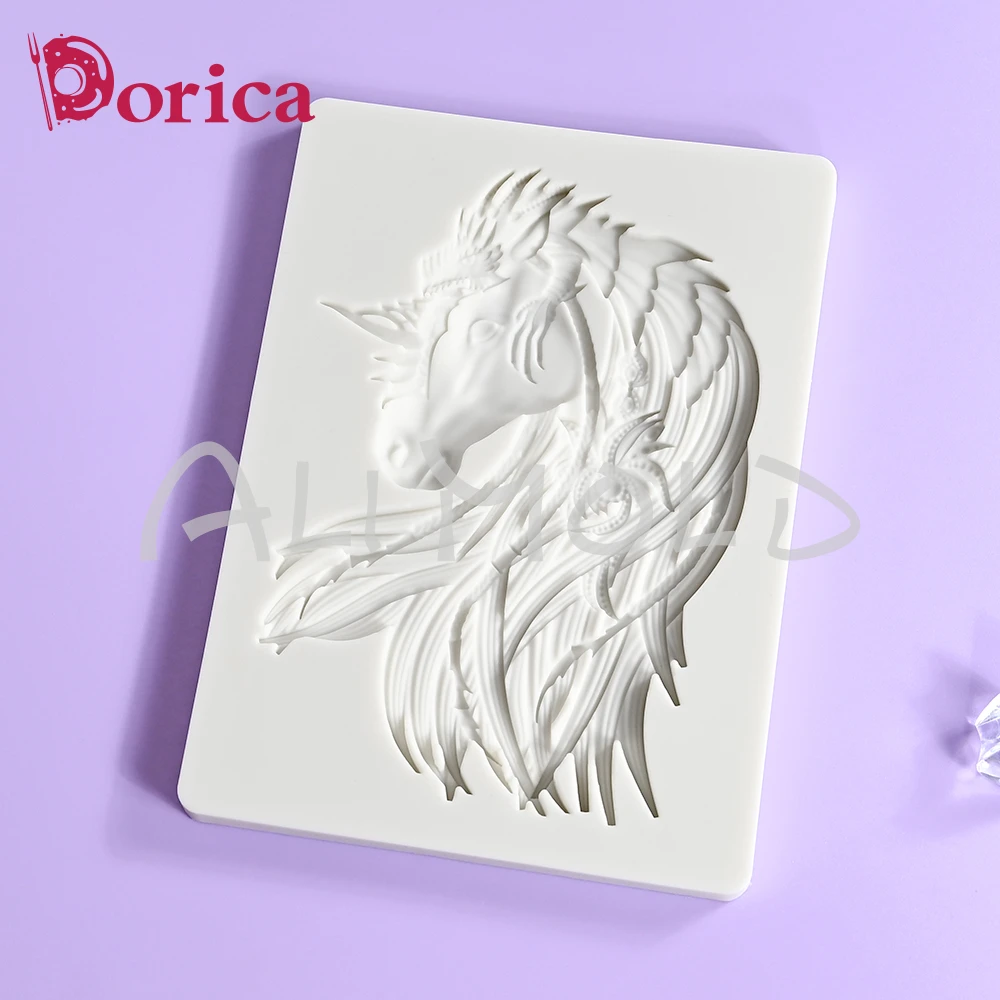 Unicorn Classical Relief Design Silicone Mold Fudge Chocolate Fondant Cake Baking Mold DIY Resin Clay Model Home Decorating Tool