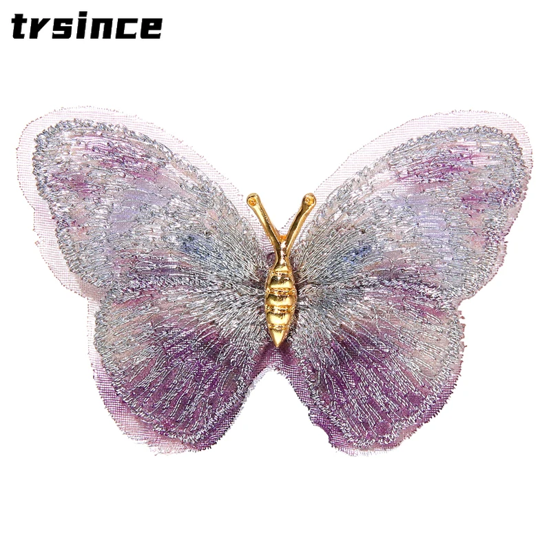 Vintage Dream Purple Embroidered Butterfly Brooch Upscale Temperament Fabric Corsage Pin Summer Dress Cheongsam Accessories