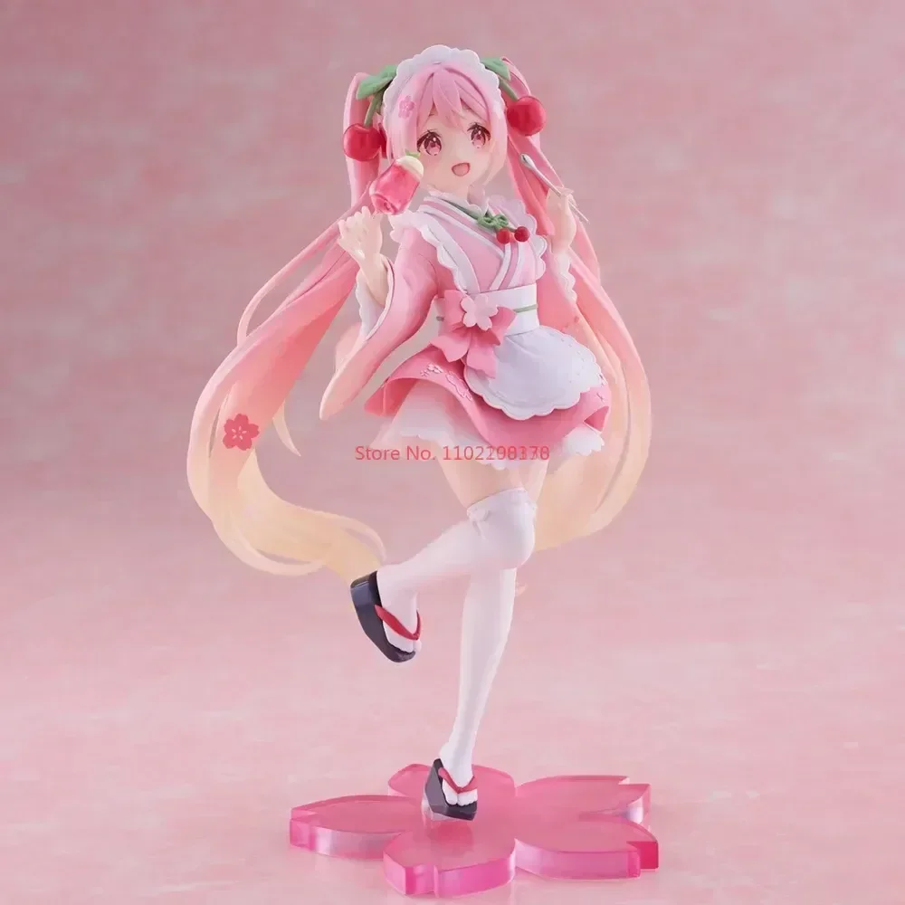 Original Taito Coreful Hatsune Miku Figure Sakura Wafuu Kissa Ver. Maid Anime Figurine Model Collectible Toys Kawaii Gift 18cm