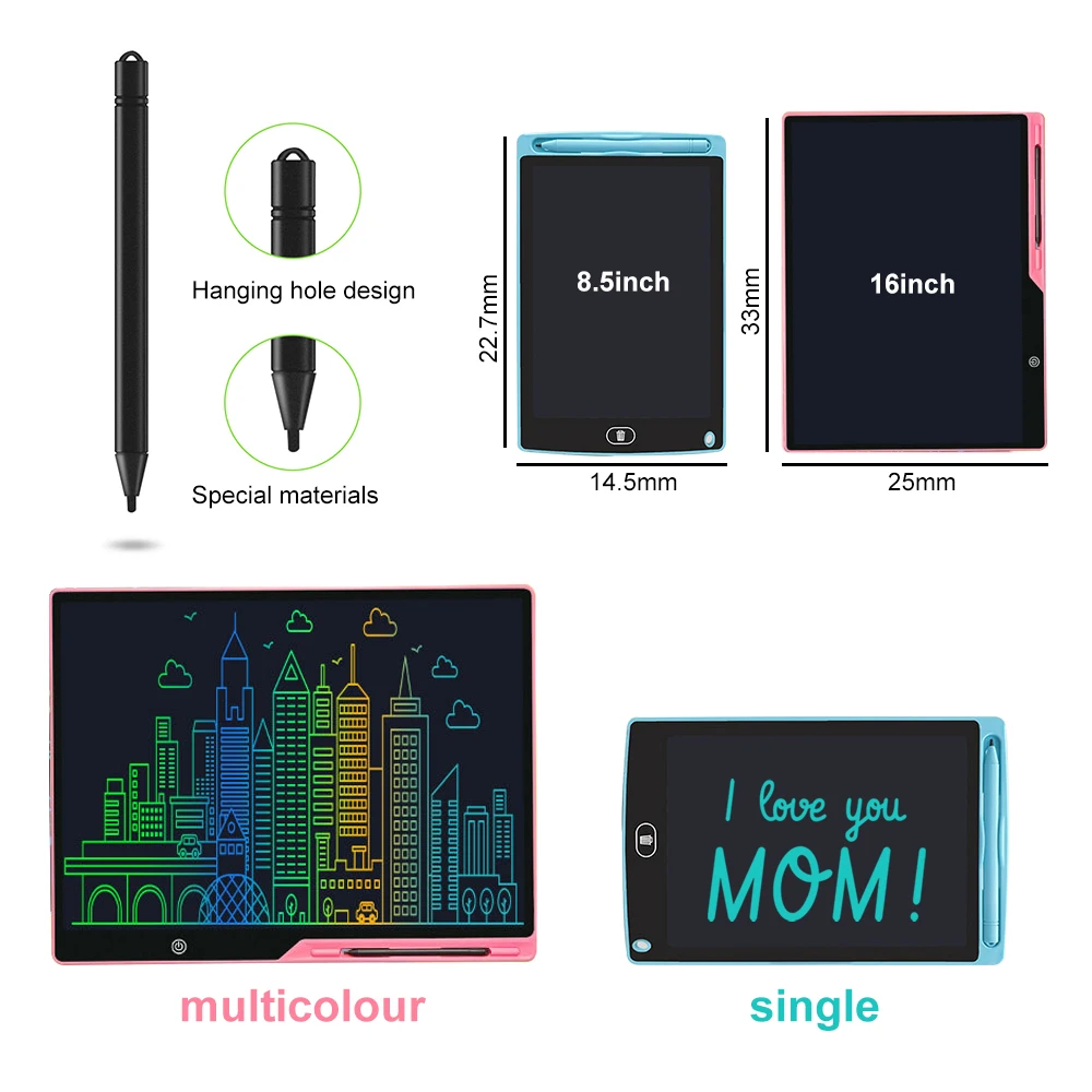 8.5/16Inch Lcd Schrijftablet Tekentafel Cijfer Magisch Schoolbord Kunst Schilderij Tool Kids Speelgoed Hersenspel Speelgoed Cadeau