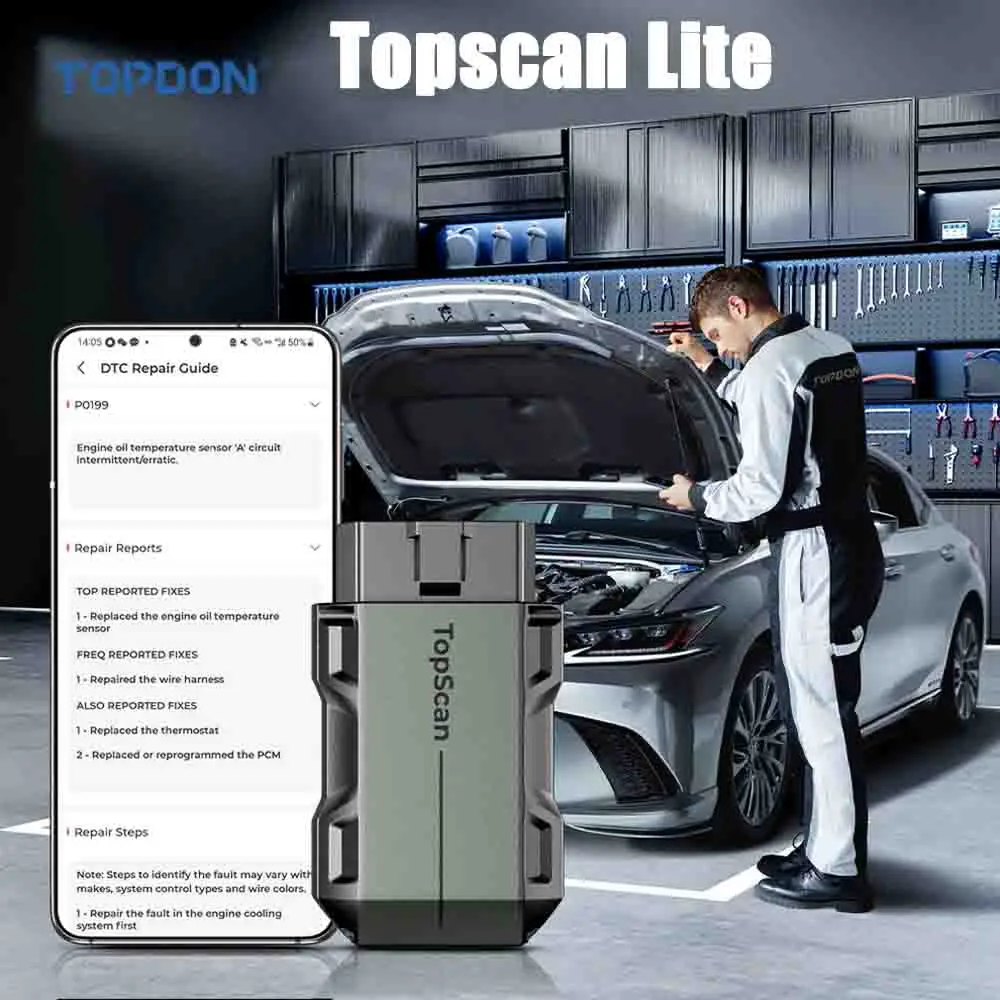 TOPDON Topscan Lite OE Level Diagnostics OBD2 Bluetooth Car Diagnostic Scanner Tool 8 Reset Full System Code Reader Active Test view 3