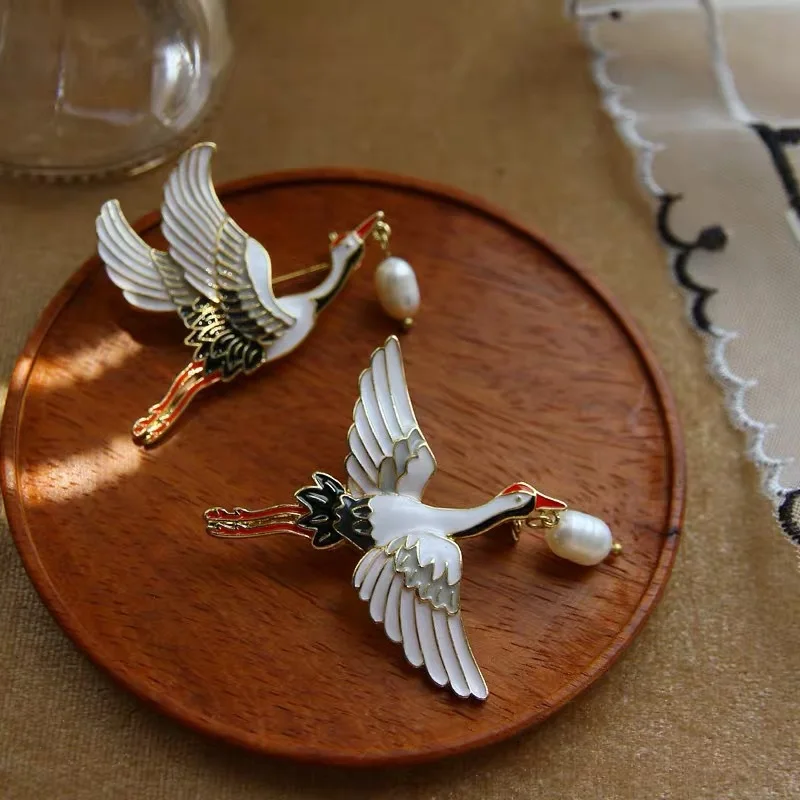 women men crane brooch ins scarf buckle animal jewelry accessories