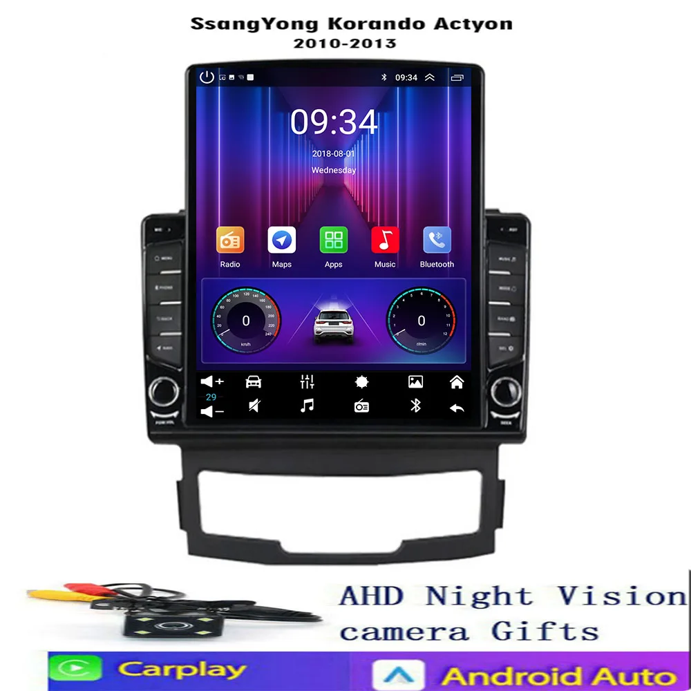 Wireless Android 14.0 Car Radio for SsangYong Korando 3 Actyon 2 2010 2011 2012 2013 Multimedia Player 4G Carplay DVD Head Unit