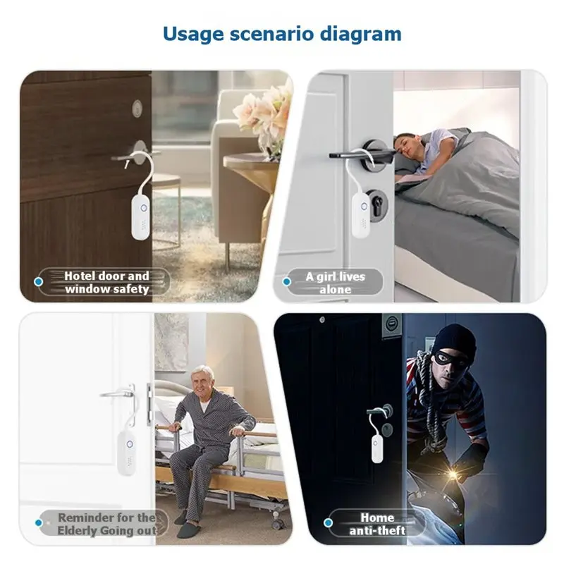 Ready-To-Use Door Security Alarm With Sound And Light Dual-Mode, Hanging Type Temporary Rental Housing For Tourism