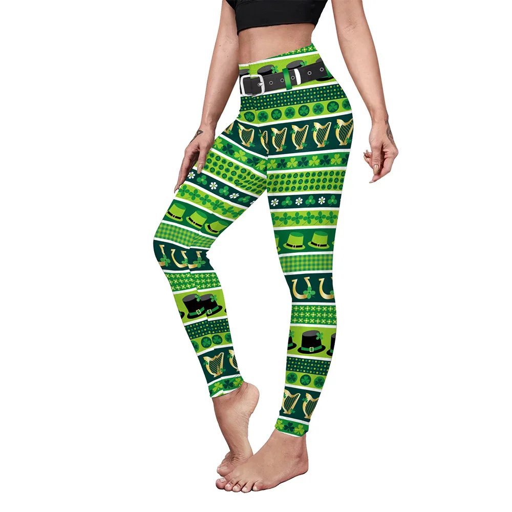 Fashion Women Leggings 3D Digital Printed Pants St. Patrick's Day Clothes Skinny High Waist Casual Leggins Irish Festival Party