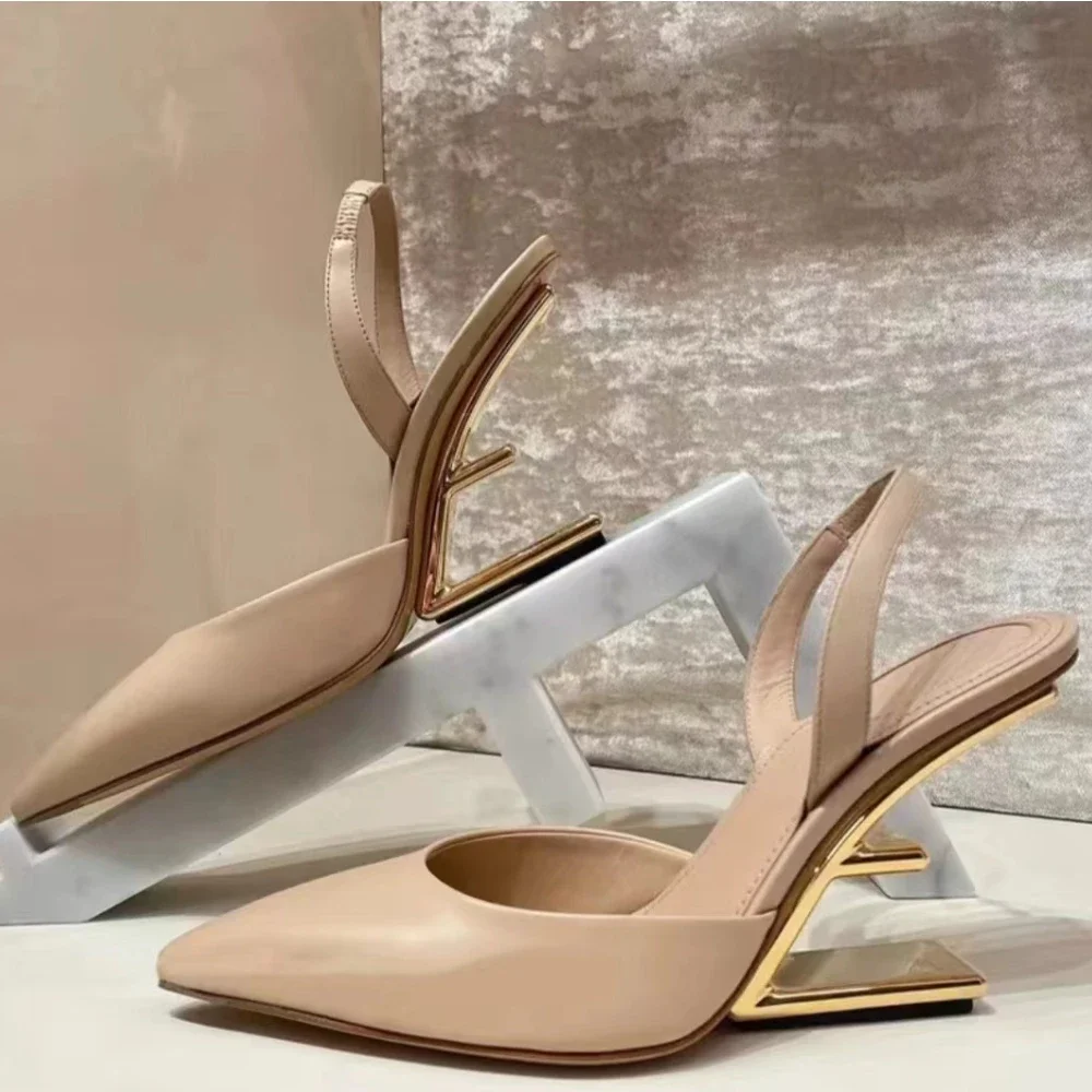 New Fashion Trend Women's Single Shoes Special-shaped Heel High Heel Half-support Simple Banquet Fashion Women's Shoes image 2