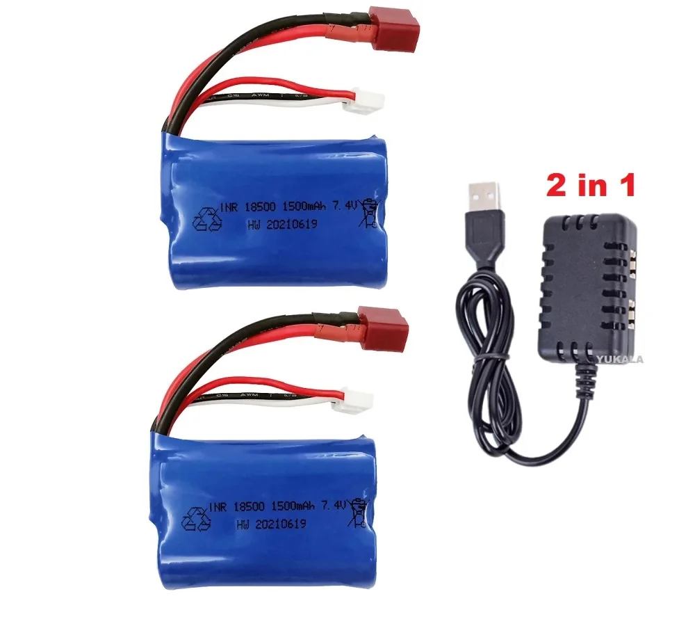 

2S 7.4v 1500mAh 18500 Li-ion battery/USB for HBX16889 16889A 16890 16890A SG1601 SG1602 1/16 High speed RC truck/cars