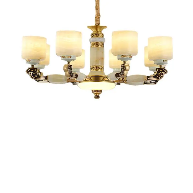 

All copper and jade, new Chinese compound chandelier, atmospheric lamp