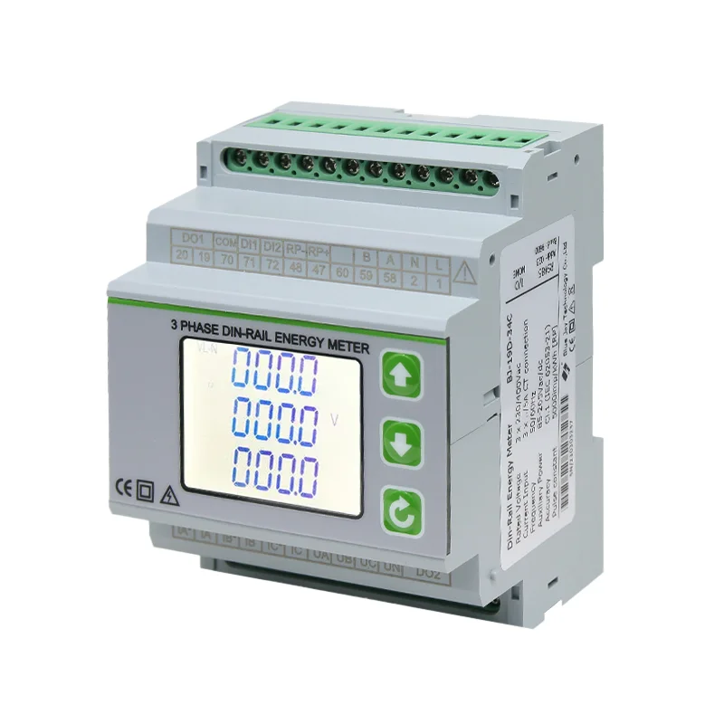 High Quality W-F RS485 Energy Meter - 100A 3 Phase 4 Wire Din Track kWh Meter