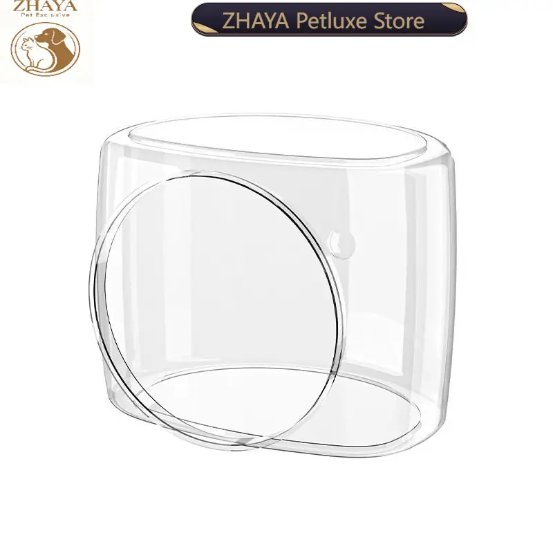 ZHAYA Transparent Space Capsule Cat Bed Large Semi Enclosed Anti Hair All Season Rainproof Feeding House Shelter Kitten Nest