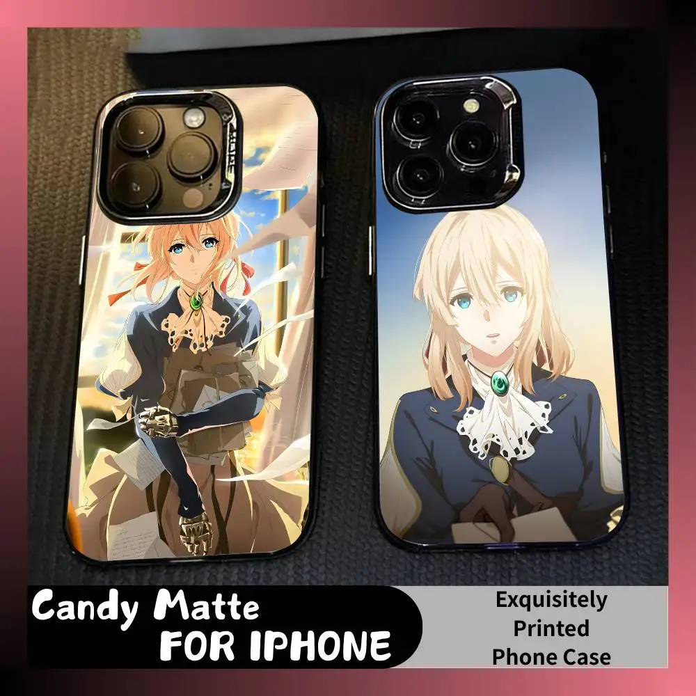 

V-Violet Love Anime V-E Phone Case For iPhone 16 17 15 14 12 13 Pro Max Black Candy Matte Shockproof Cover