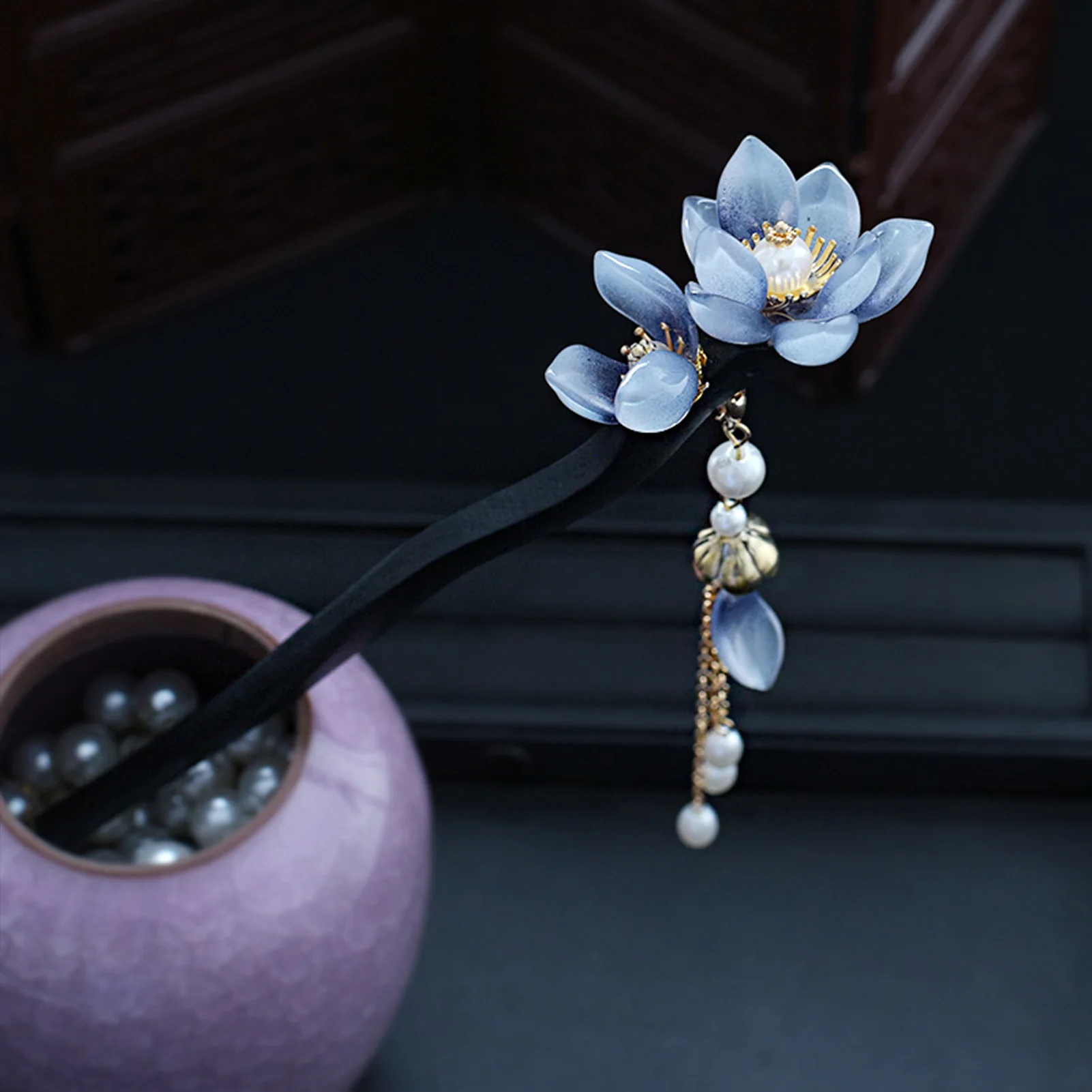 Orchid Hair Chopsticks with Tassel Females Wood Durable Hair Decorations Ideal Gift for Mother Daughter