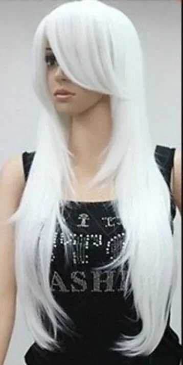 charming long white Wavy  lady's Cosplay hair Wig For Women’s Christmas Halloween Costume Party Wigs