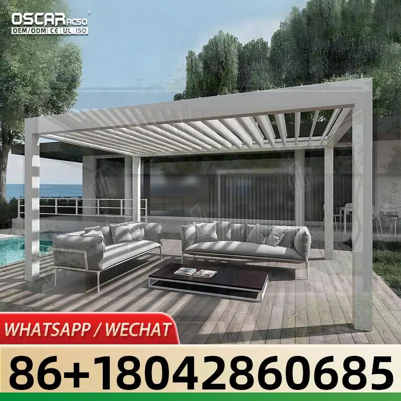 Customized Modern Bioclimatic Gazebo Waterproof SnowResistant Outdoor Kitchen Pergola for Backyard Garden Patio pergola