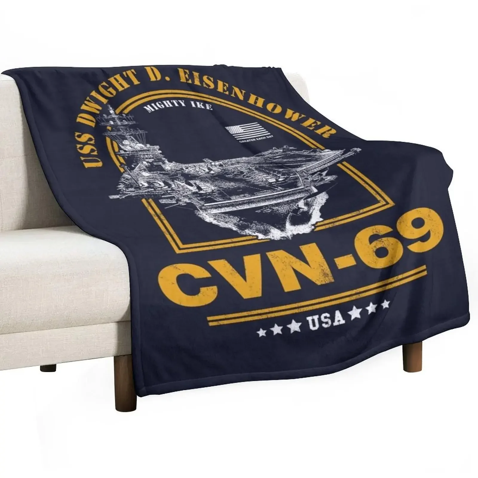 CVN-69 USS Dwight D. Eisenhower Throw Blanket Decorative Beds Summer Beddings Polar Flannel Blankets