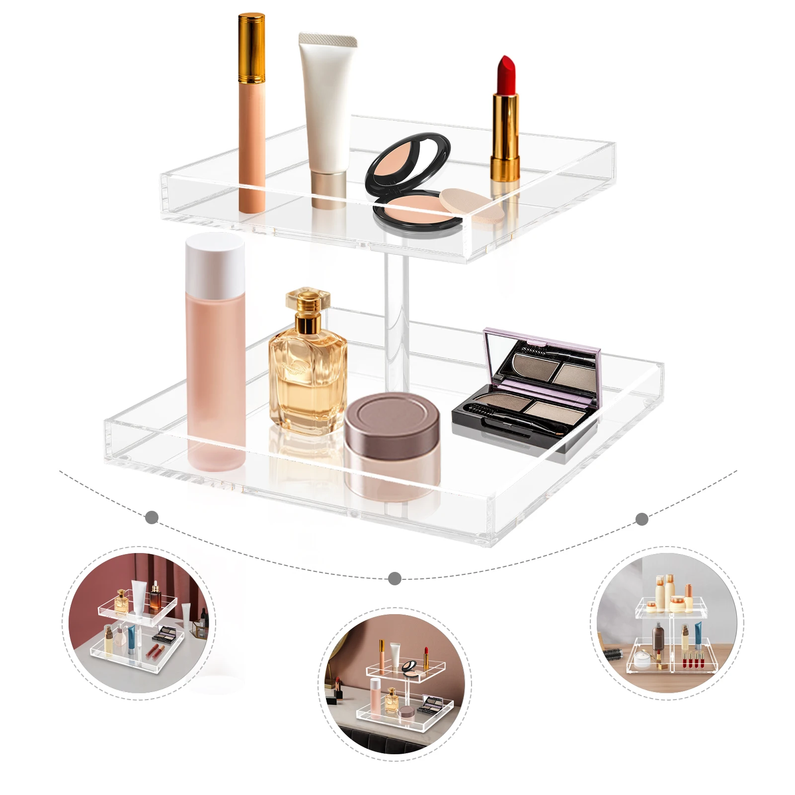 

Acrylic Perfume Organizer Tray Large Vanity Holder for Makeup Perfume Organizer Tray