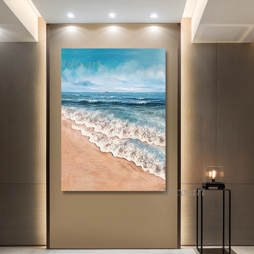 

100% Hand-painted Unframed Seascape Art Wall Picture Latest Arrival Canvas Abstract Oil Paintings For Room Home Decoration Gifts