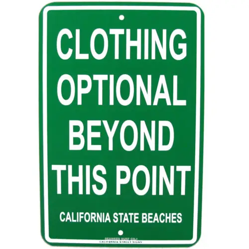 Tin CLOTHING OPTIONAL Nude Beach Sign Funny Pool/Spa/Hot Tub