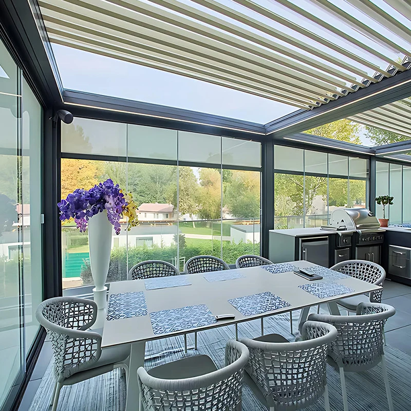 Electric Flap Shutters High End Aluminum Pergola Luxury Design for Vacation Resorts Hotel Terraces pergolas