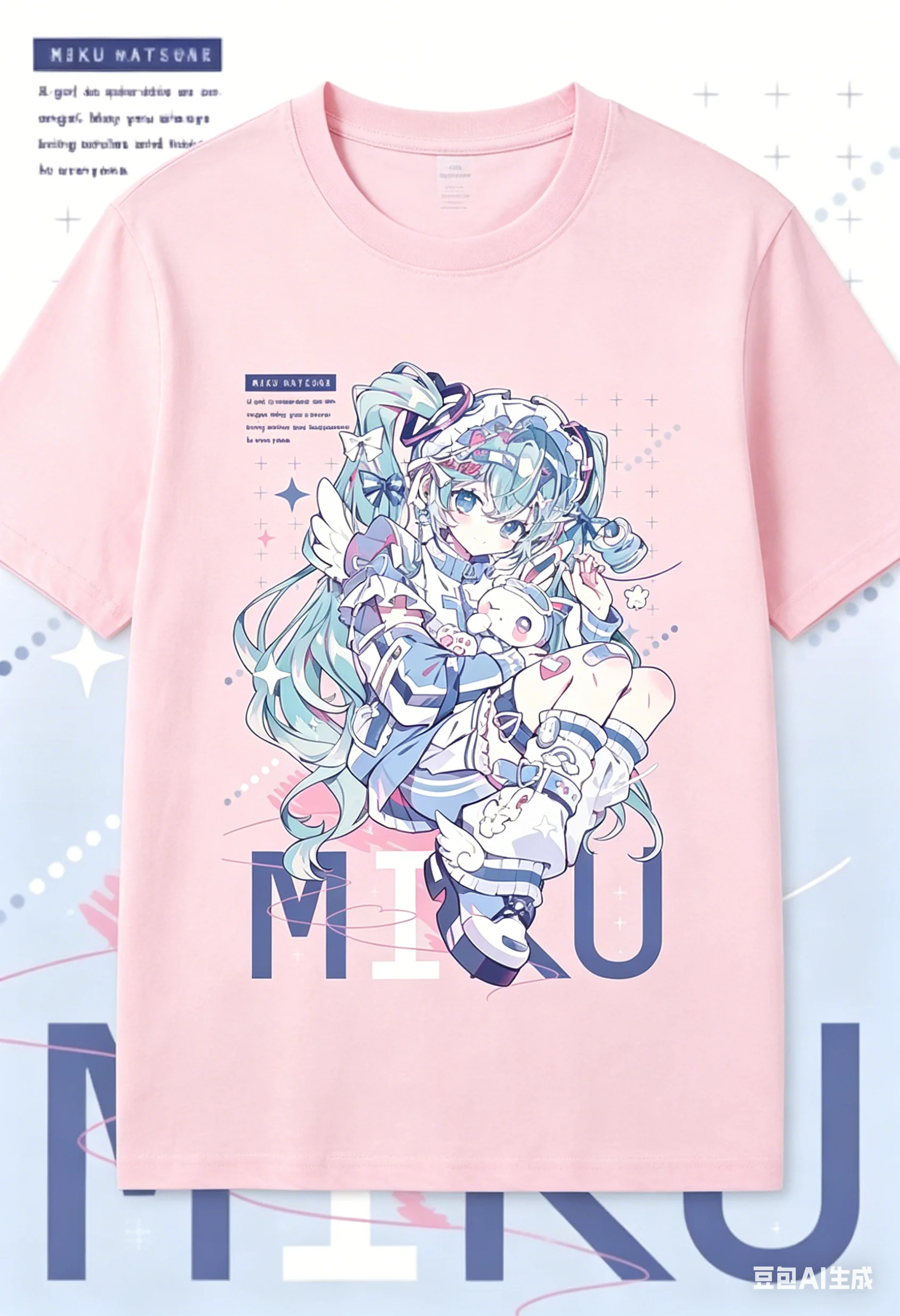 

Hatsune Miku Short-sleeve Pure Cotton T-shirt Japanese-style Loose Casual Sports Daily Commute / Anime Convention Top