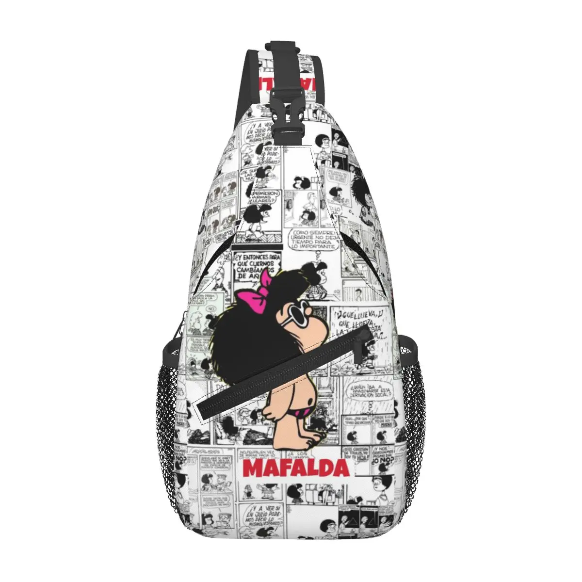 

Custom Anime Mafalda Shoulder Backpack Women Men Shoulder Chest Bags for For Traveling Hiking Cartoon Quino Manga Sling Bag