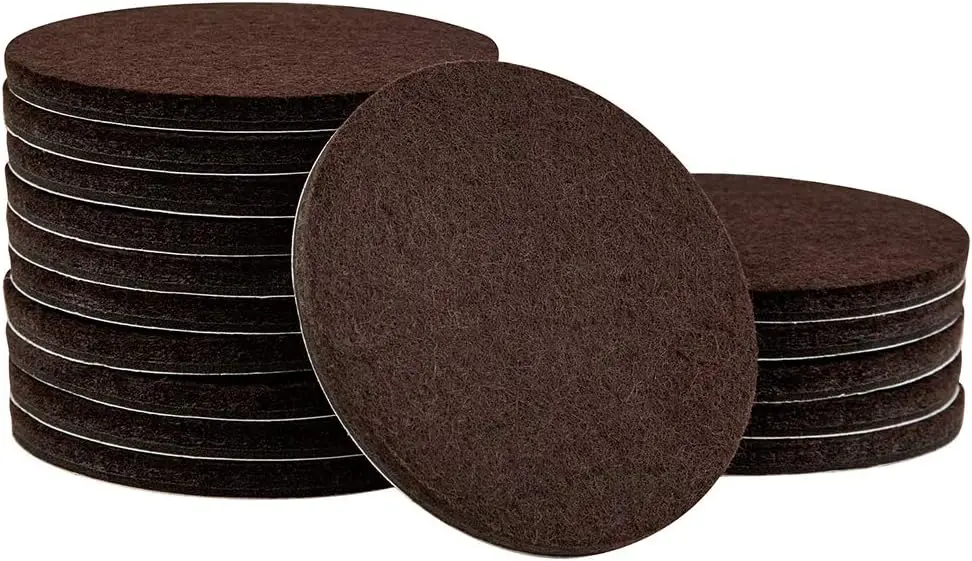 

16-Pack 1.5" Round Felt Furniture Sliders for Hard Floors, Self-Adhesive Pads for Moving Beds, Sofas, Dressers, Noise-Reducing, Brown