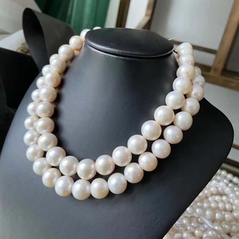 Jewelry Natural 11-12mm Sea Genuine White Round Pearl Necklace for Women Jewelry Pendants 925 Sterling Silver