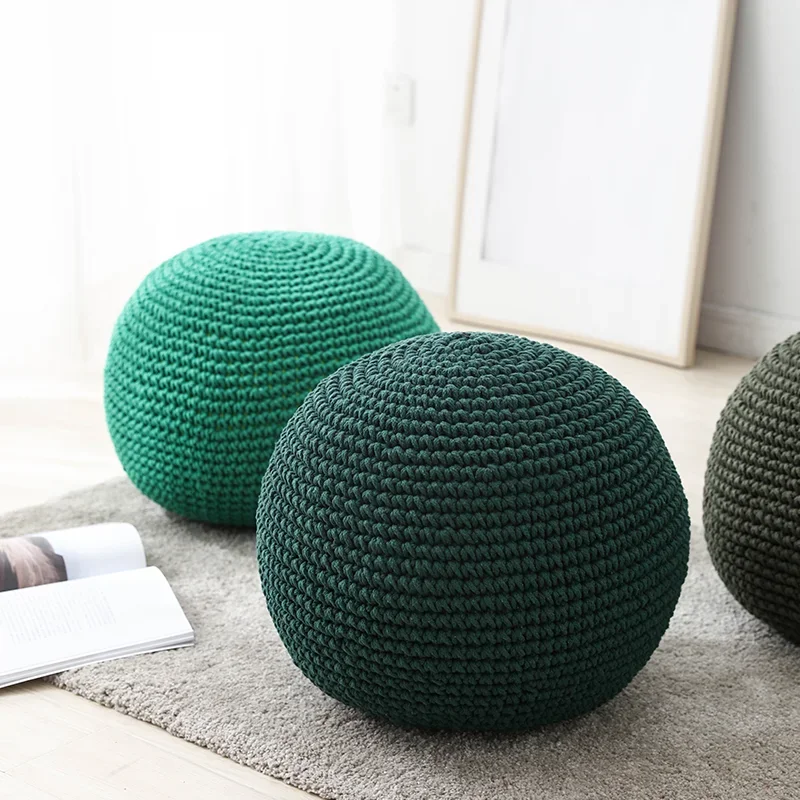 Nordic Modern Hand-woven Futon Simple Removable Washable Round Pier Cushion Living Room Sofa Seat Pier Futon Cushion Polychrome