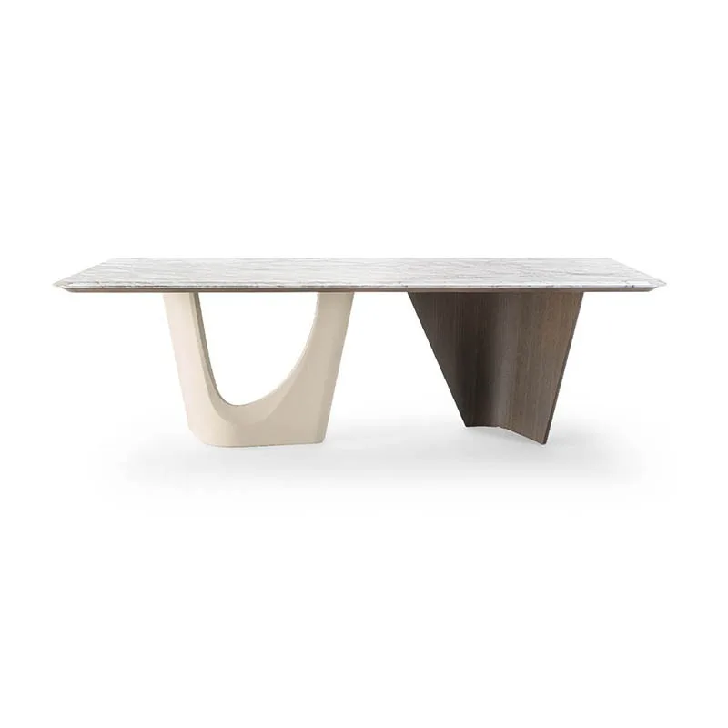 #Italian Minimalist Light Luxury Wabi-Sabi Cream Rectangular Dining Table Furniture