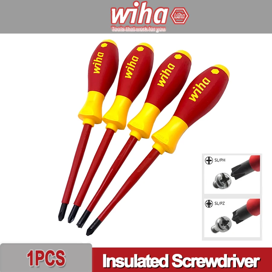 WIHA 2 in 1 Insulated Screwdriver 1000V VDE Test Portable Insulation Electrician Phillips Slotted Pozidriv Screwdrivers