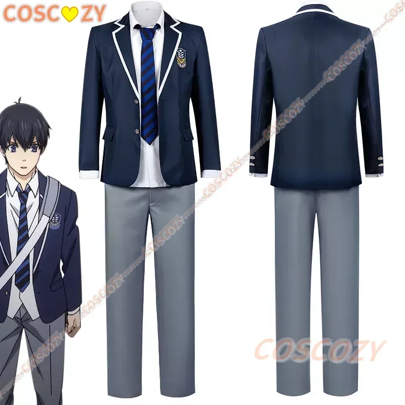 Anime BLUELOCK Full Set Suit Isagi ICHINAN Cosplay Costume High School Blue Lock Students Uniforms Embroidery Logo Suit Outfit