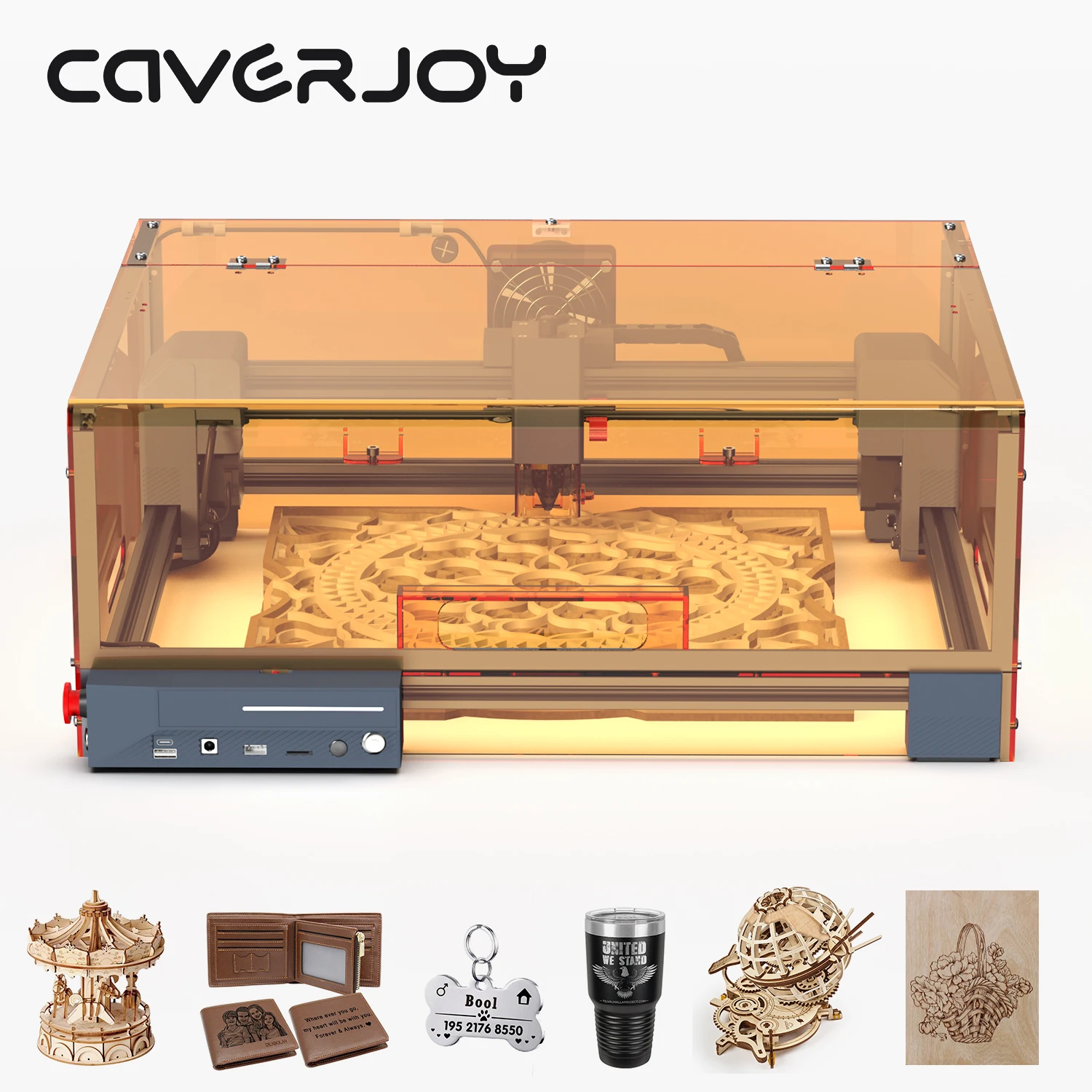 CAVERJOY X1 Pro Laser Engraver Customized Artwork 5W for Mobile APP Windows Mac Engrave Laser Engraving Machine With Safty Cover