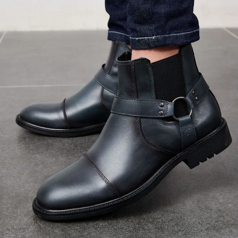 

Motorcycle Shoes, Retro Leather Boots, Durable Men's Ankle Boots, Couple's Ankle Boots, Plus Size Shoes, Men's Work Shoes