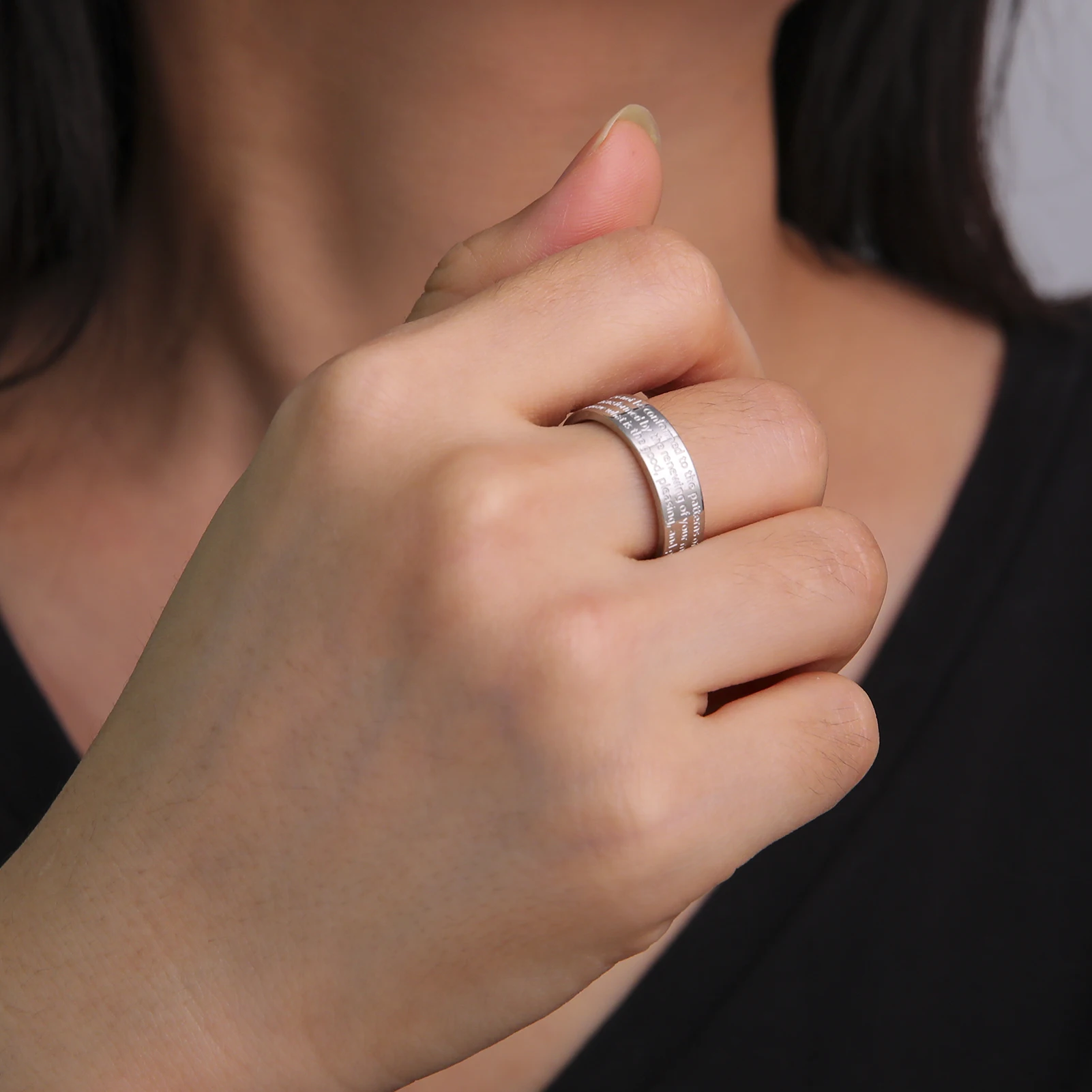 COOLTIME Bible Verse ROMANS 12:2 Ring Stainless Steel Gold Color Joshua Religion Christian Finger Ring for Women Jewelry Gift