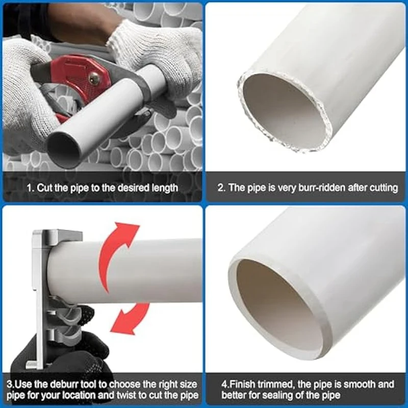 Herramienta de desbarbado de PVC, herramientas de plomería de tuberías de plástico para rebabas de tuberías, herramienta de chaflán de PVC, herramienta de desbarbado de escariador de tuberías-AT64
